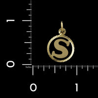 18K Yellow Gold Estate S Initial Charm