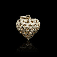 14K Yellow Gold Estate Puffed Heart Charm