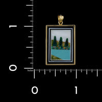 14K Yellow Gold Estate Hardstone Inlayed Pendant
