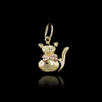 14K Yellow and Rose Gold Estate Kitten Cat Charm