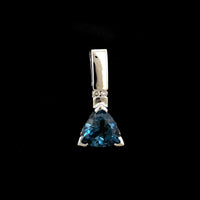 14K White Gold Estate Blue Topaz and Diamond Slide Pendant