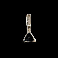 14K White Gold Estate Blue Topaz and Diamond Slide Pendant