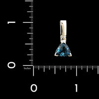 14K White Gold Estate Blue Topaz and Diamond Slide Pendant