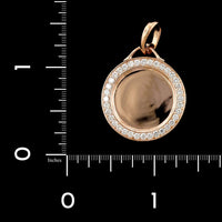 14K Rose Gold Estate Diamond Disc Pendant