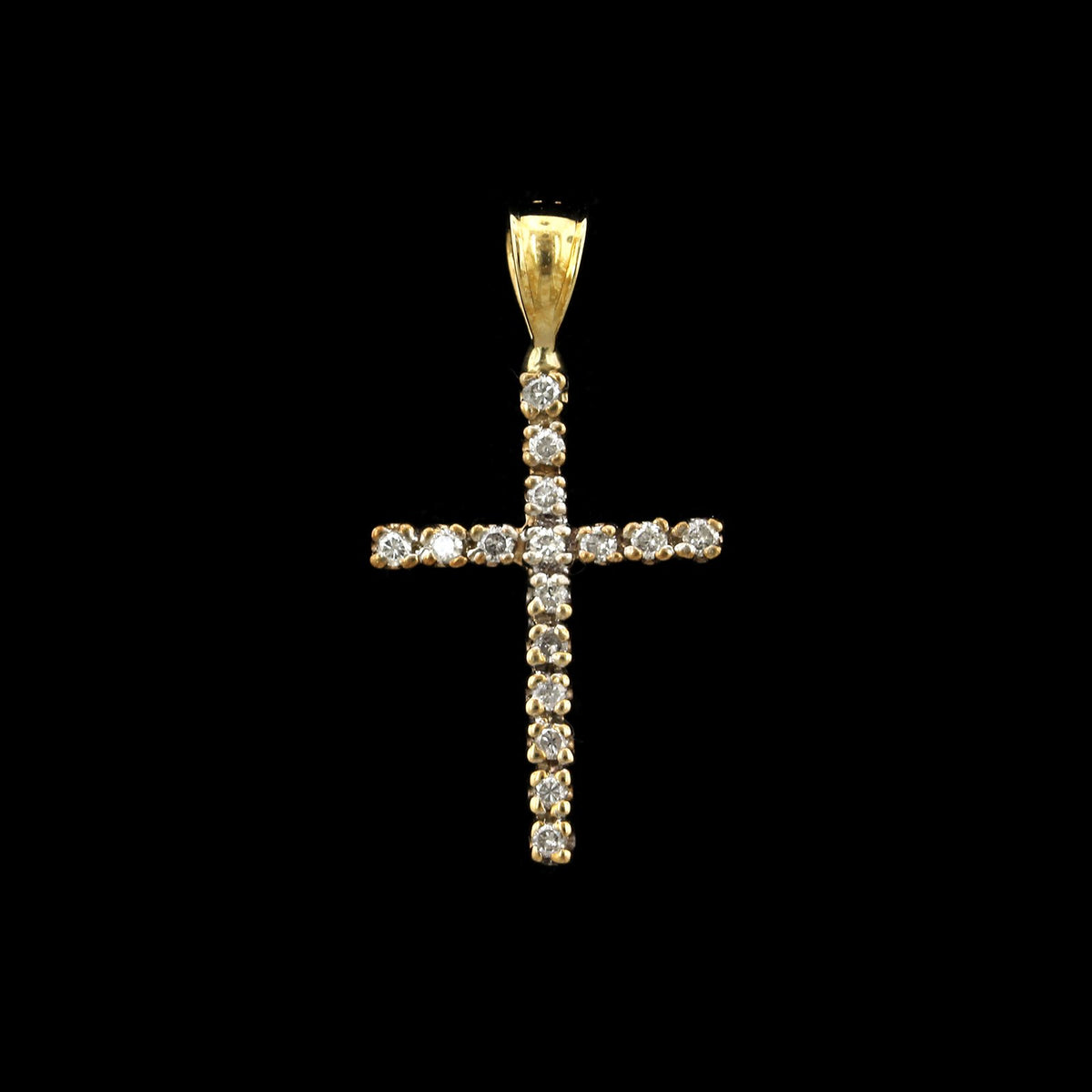 14K Yellow Gold Estate Diamond Cross Pendant