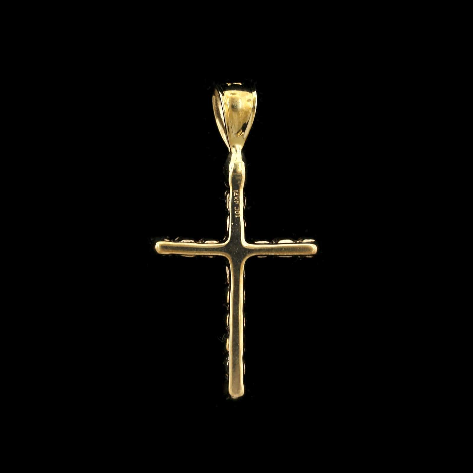 14K Yellow Gold Estate Diamond Cross Pendant