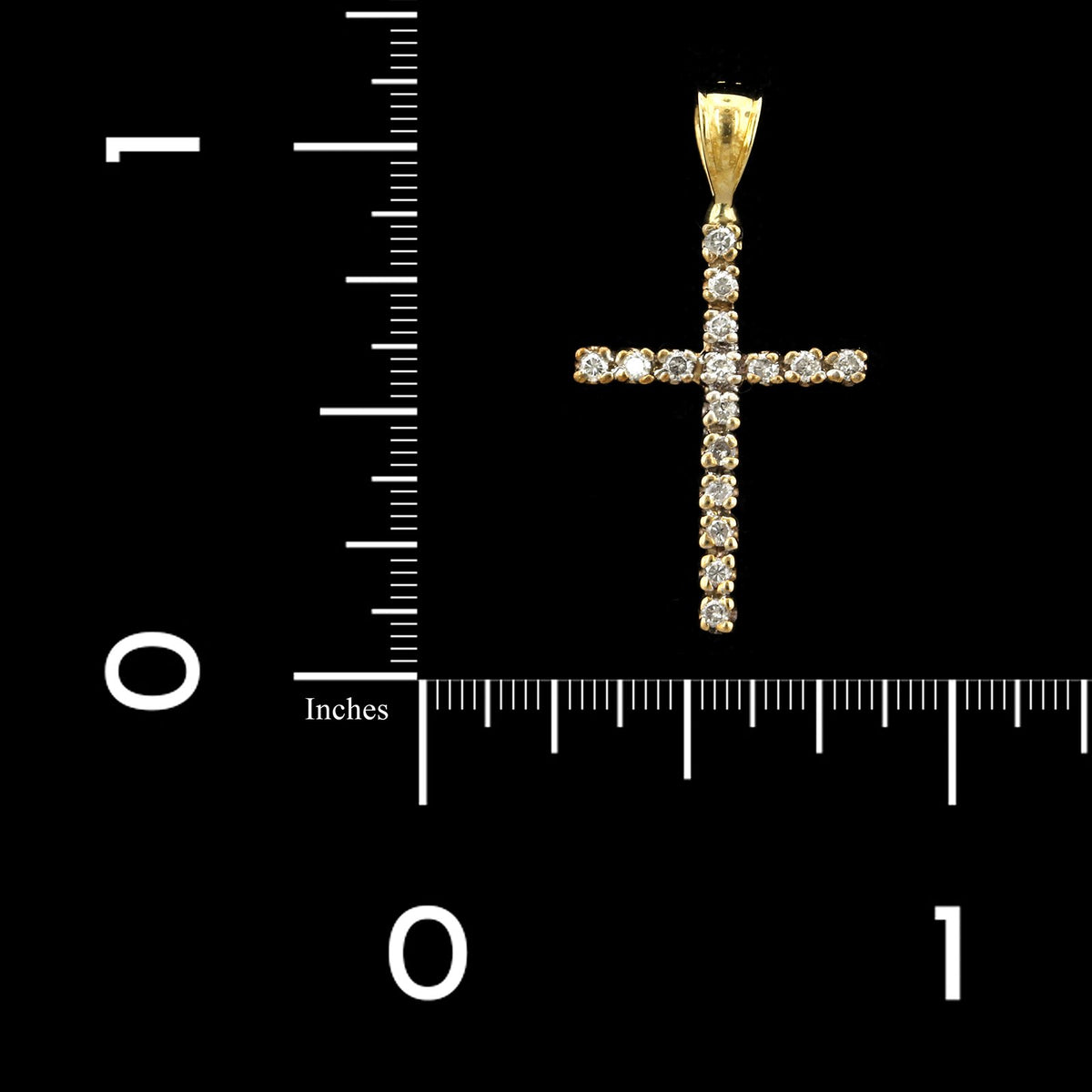 14K Yellow Gold Estate Diamond Cross Pendant