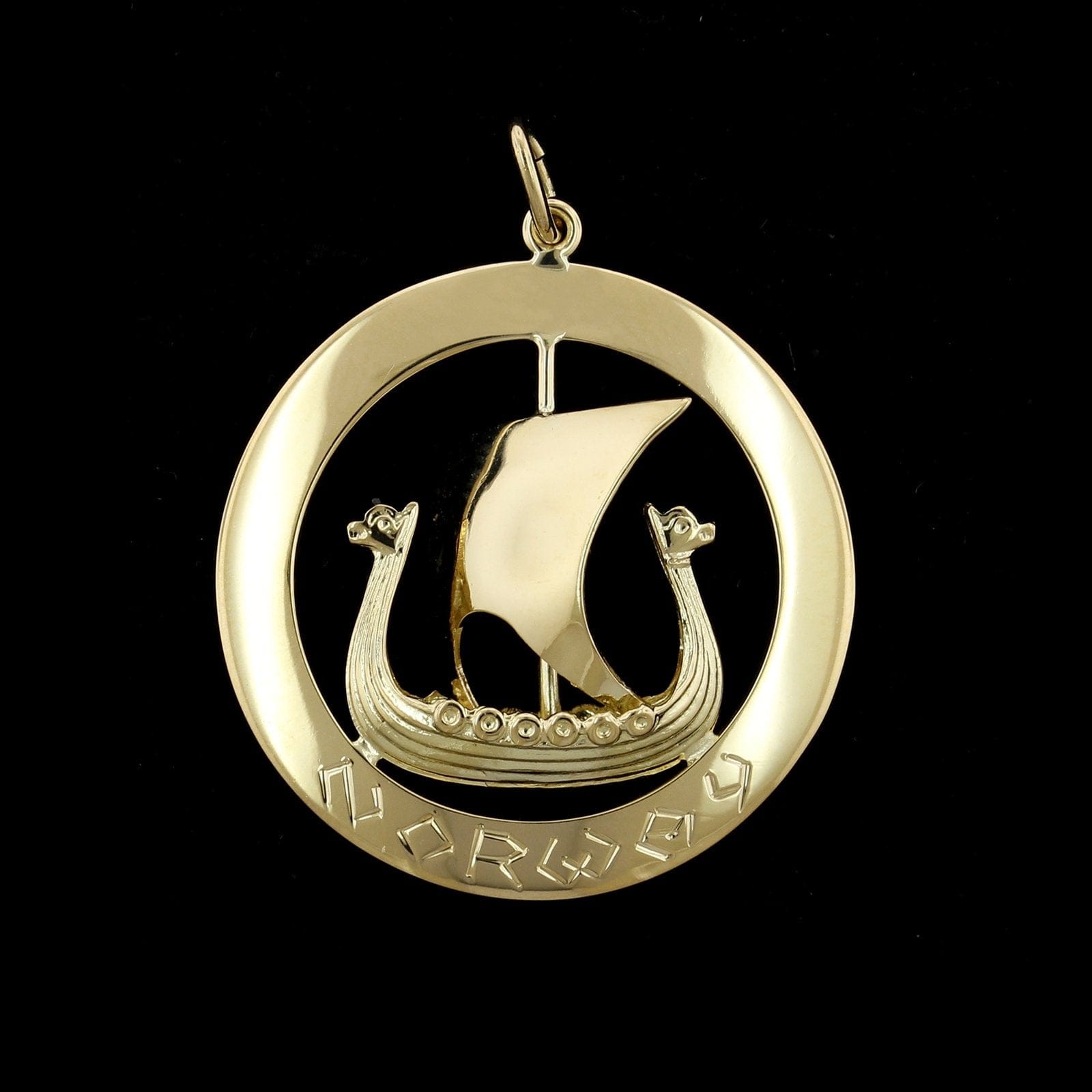 14K Yellow Gold Estate Norway Viking Ship Charm