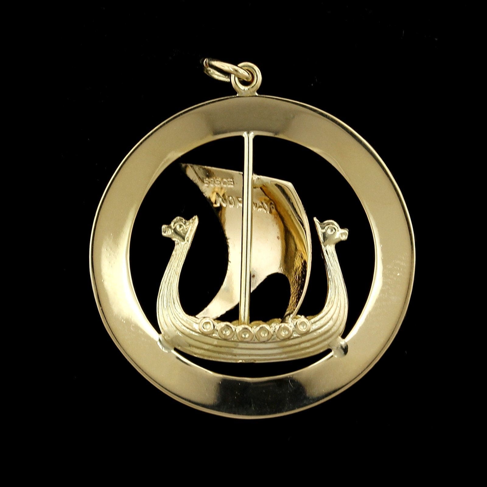 14K Yellow Gold Estate Norway Viking Ship Charm