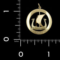 14K Yellow Gold Estate Norway Viking Ship Charm