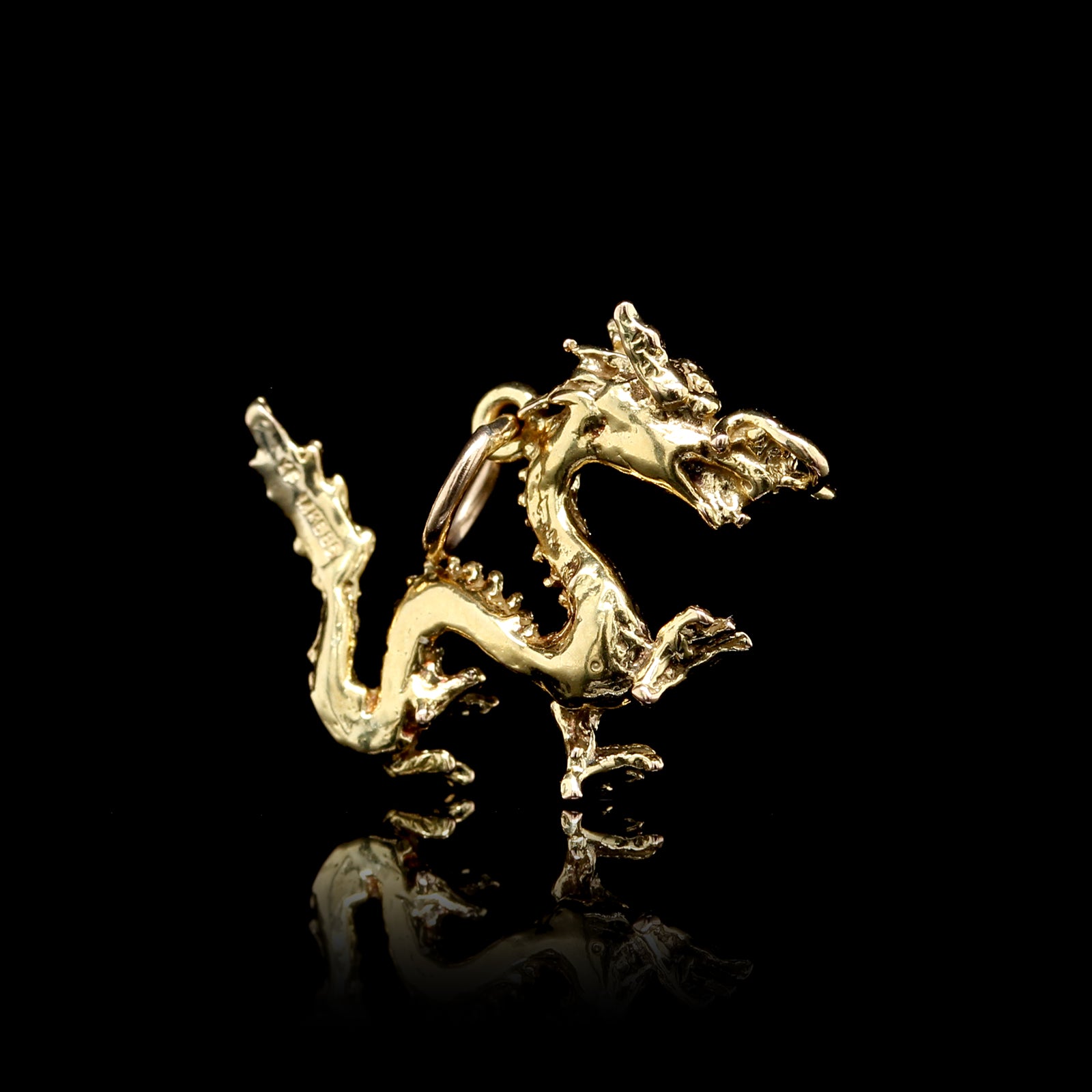 14K Yellow Gold Estate Chinese Dragon Charm