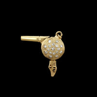 14K Yellow Gold Estate Diamond Hair Dryer Charm