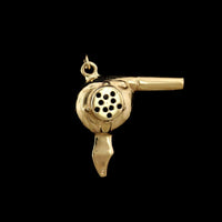 14K Yellow Gold Estate Diamond Hair Dryer Charm