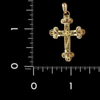 14K Yellow Gold Estate Filigree Cross