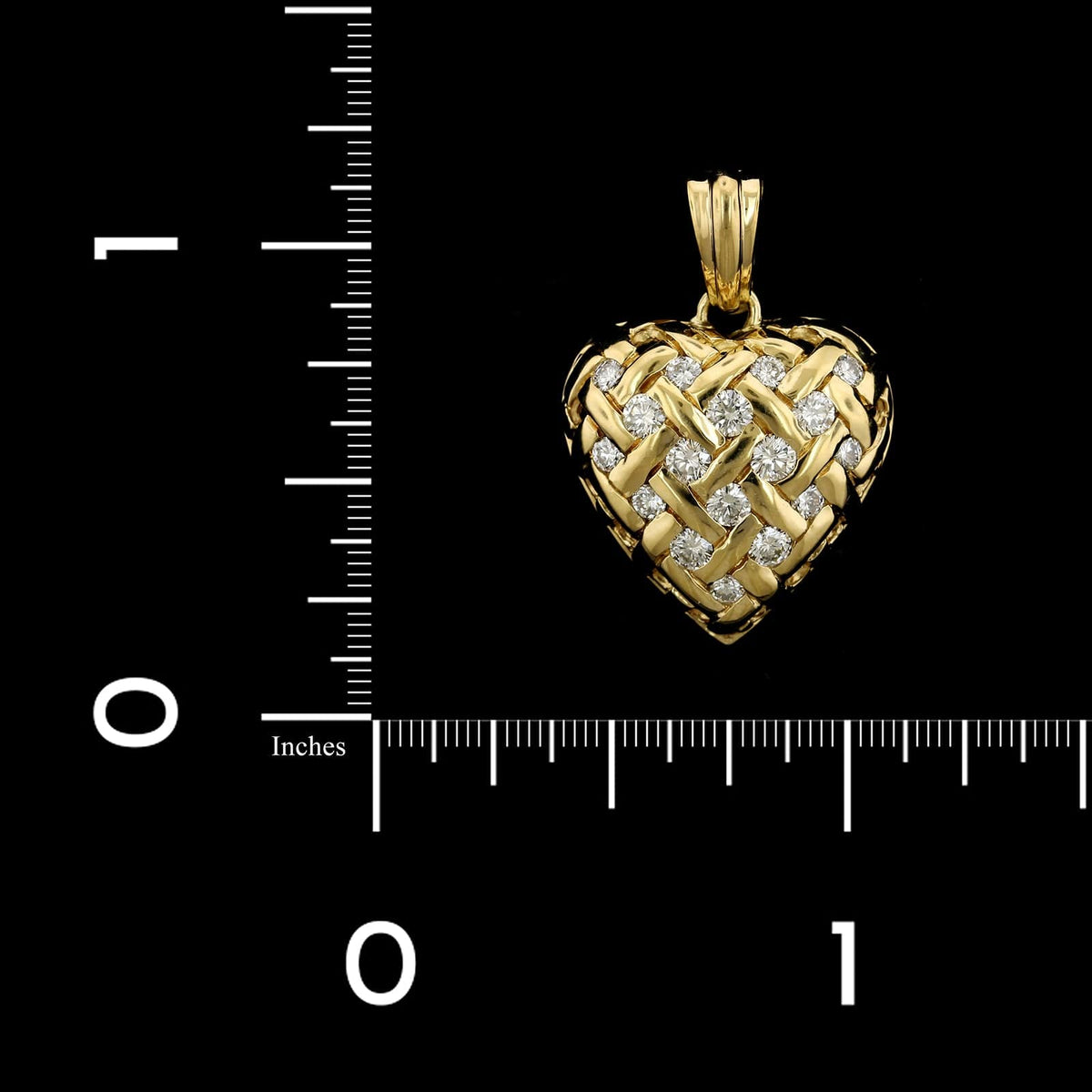 18K Yellow Gold Estate Diamond Heart Pendant Enhancer