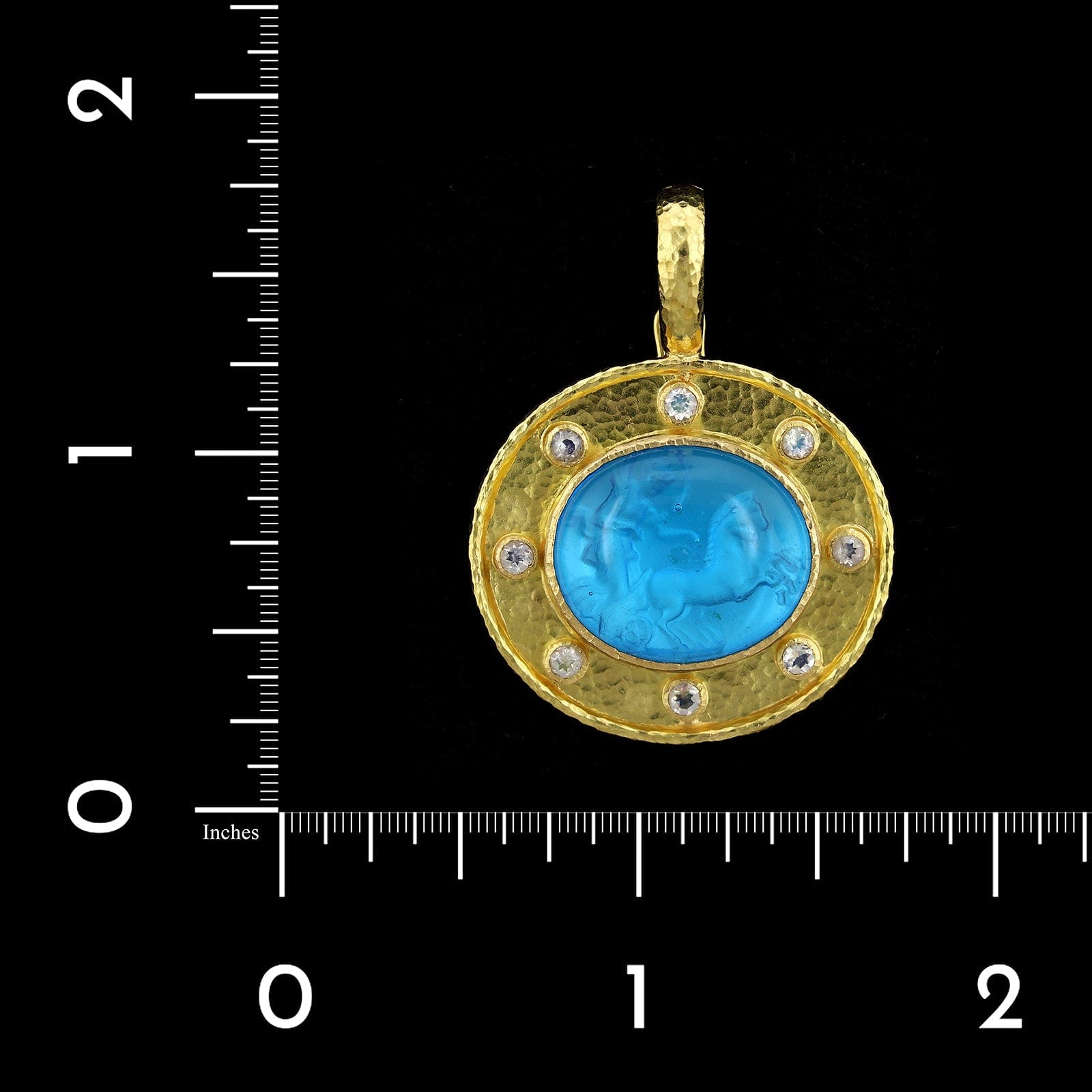 Elizabeth Locke 19K Yellow Gold Estate Venetian Glass Intaglio Pendant Enhancer, Yellow gold, Long's Jewelers