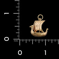 18K Yellow Gold Estate Wiking Ship Charm