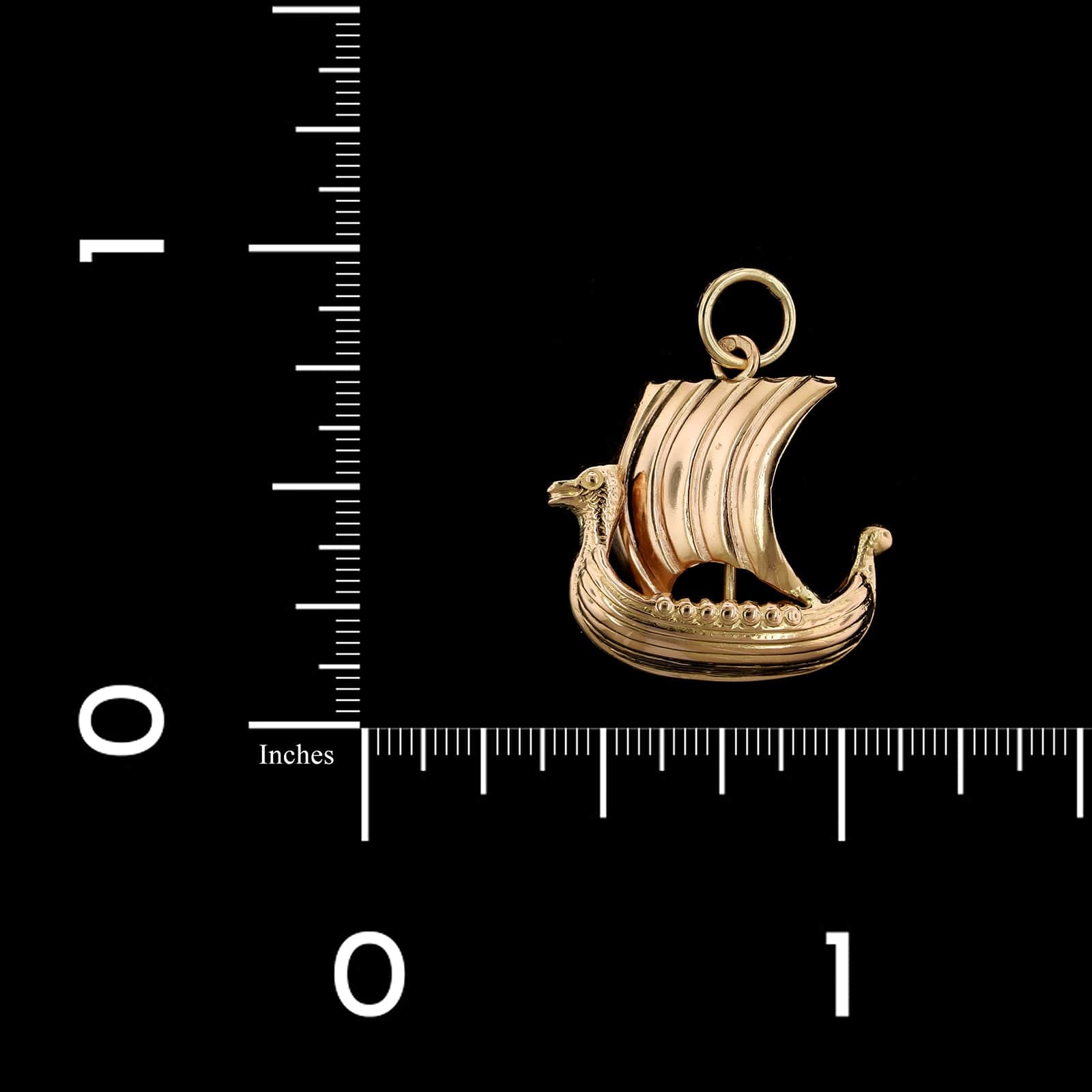 18K Yellow Gold Estate Wiking Ship Charm