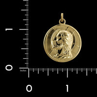 18K Yellow Gold Estate Christ Head Dio Ti Protegga Medal, 18K Yellow Gold, Long's Jewelers
