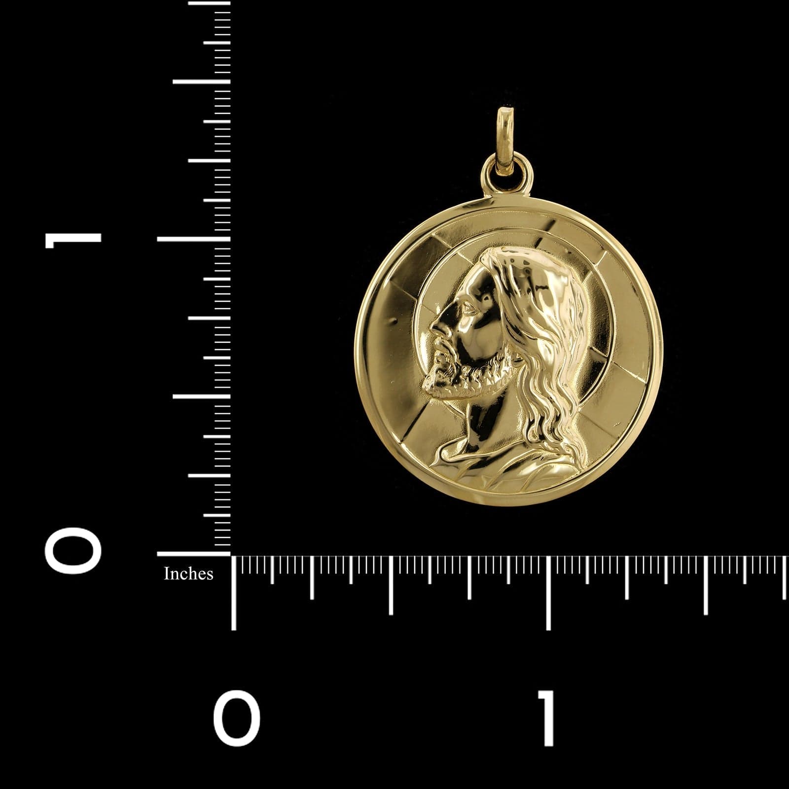18K Yellow Gold Estate Christ Head Dio Ti Protegga Medal, 18K Yellow Gold, Long's Jewelers