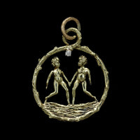 14K Yellow Gold Estate Diamond Gemini Charm