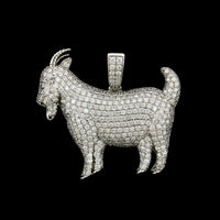 14K White Gold Estate Diamond Goat Pendant