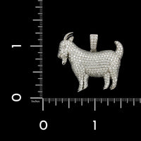 14K White Gold Estate Diamond Goat Pendant