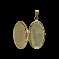 14K Yellow Gold Estate Oval Engraved Locket