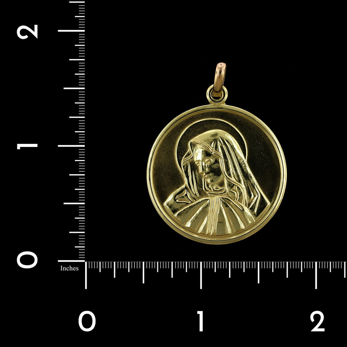 18K Yellow Gold Estate Madonna Virgin Mary Medal