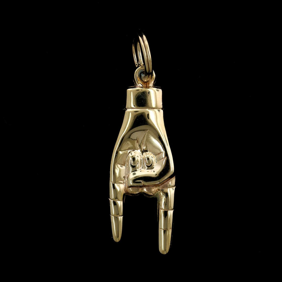 14K Yellow Gold Estate Italian Mano Cornuto Hand Charm