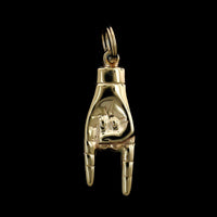 14K Yellow Gold Estate Italian Mano Cornuto Hand Charm