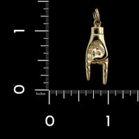 14K Yellow Gold Estate Italian Mano Cornuto Hand Charm
