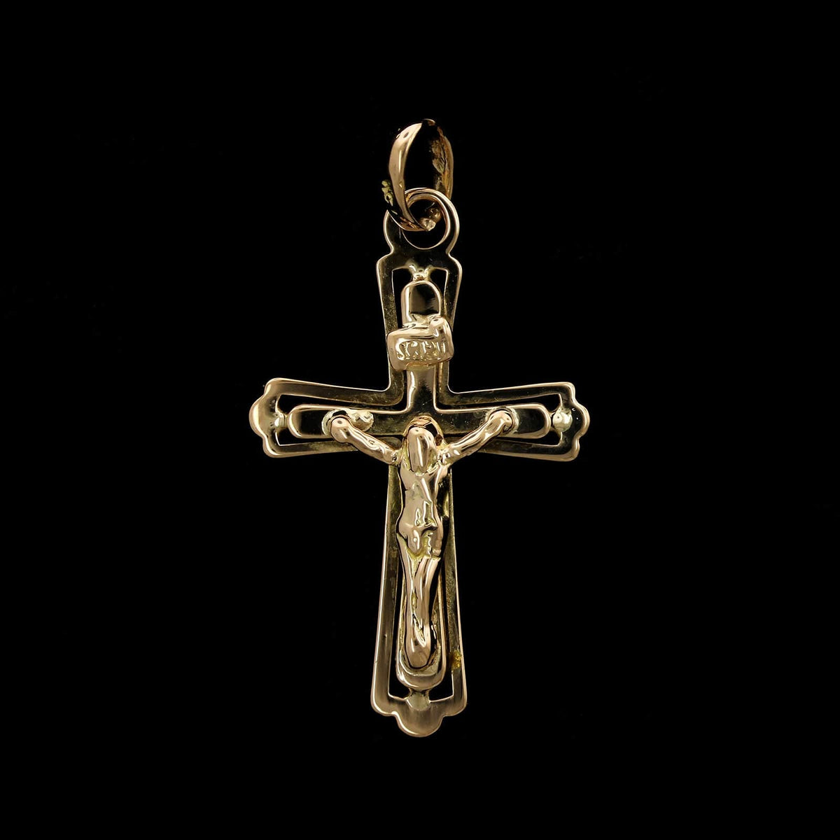 18K Yellow Gold Estate Crucifix Cross