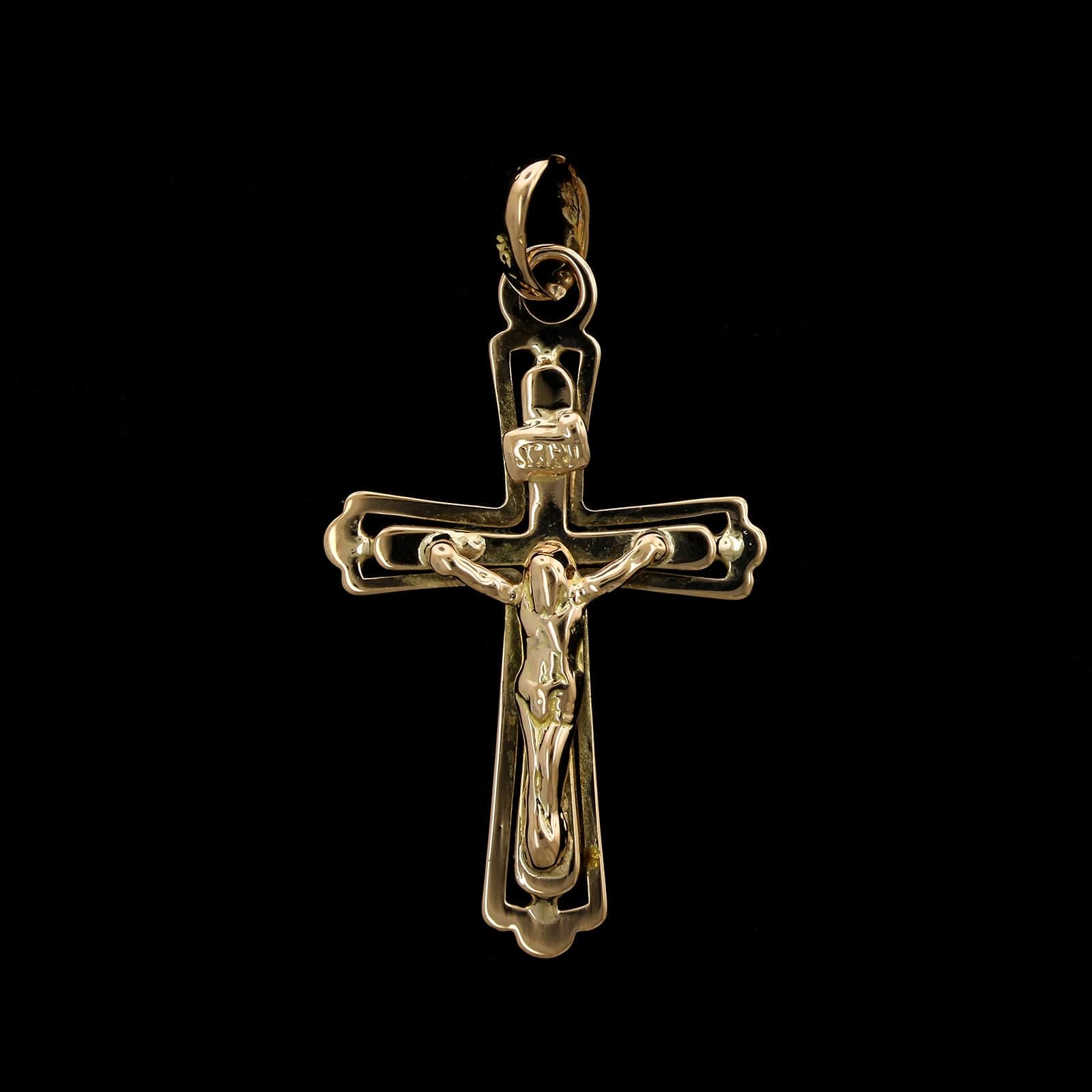 18K Yellow Gold Estate Crucifix Cross