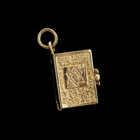 14K Yellow Gold Estate Hebrew Ten Commandments Book Charm