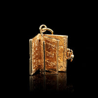 14K Yellow Gold Estate Hebrew Ten Commandments Book Charm
