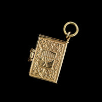 14K Yellow Gold Estate Hebrew Ten Commandments Book Charm