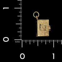 14K Yellow Gold Estate Hebrew Ten Commandments Book Charm