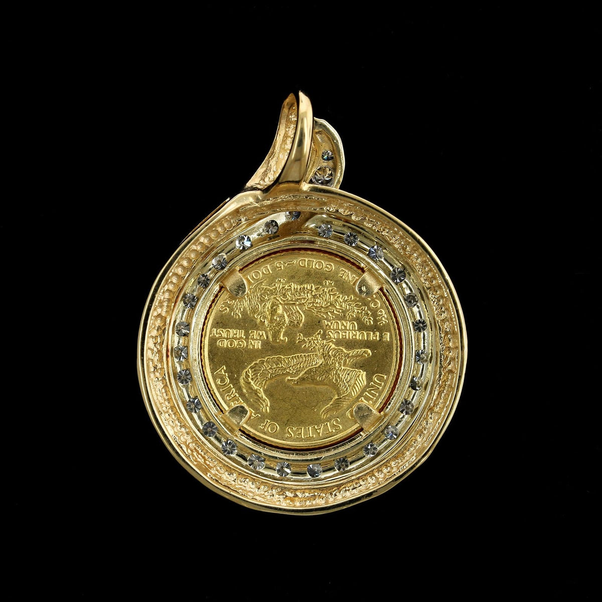 14K Yellow Gold Estate Diamond and American Eagle Gold Coin Pendant