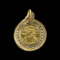 14K Yellow Gold Estate Diamond and American Eagle Gold Coin Pendant