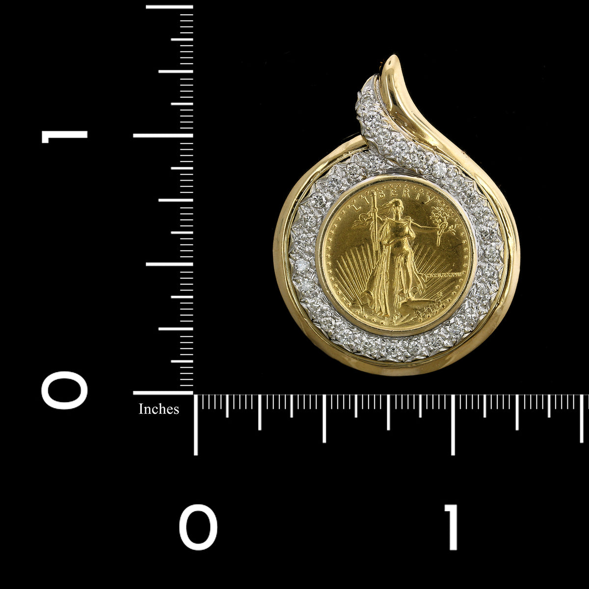 14K Yellow Gold Estate Diamond and American Eagle Gold Coin Pendant
