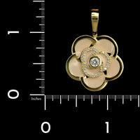 Estate Roberto Coin 18K Yellow Gold Enamel and Diamond Flower Pendant Enhancer