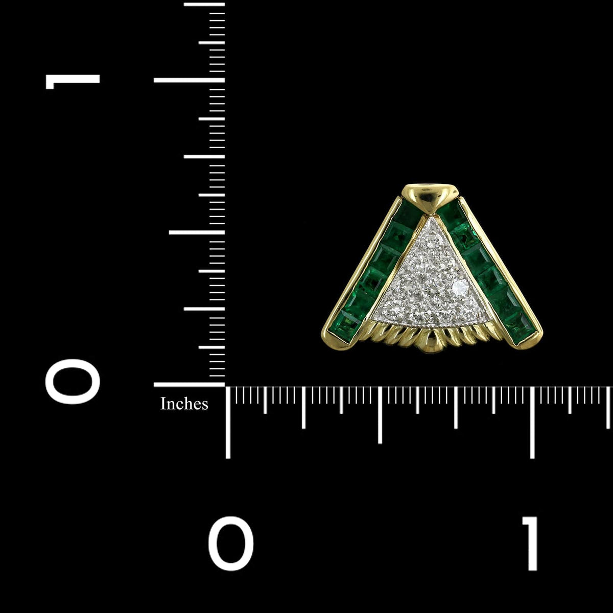 18K Yellow Gold Estate Emerald and Diamond Slide Pendant