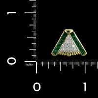 18K Yellow Gold Estate Emerald and Diamond Slide Pendant