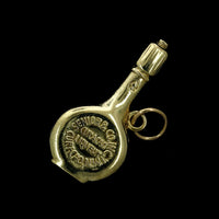 14K Yellow Gold Estate Enamel Curacao Liqueur Bottle Charm