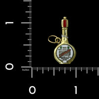 14K Yellow Gold Estate Enamel Curacao Liqueur Bottle Charm