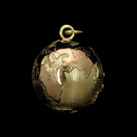 18K Yellow Gold Estate World Globe Charm
