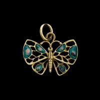 14K Yellow Gold Estate Enamel Butterfly Charm