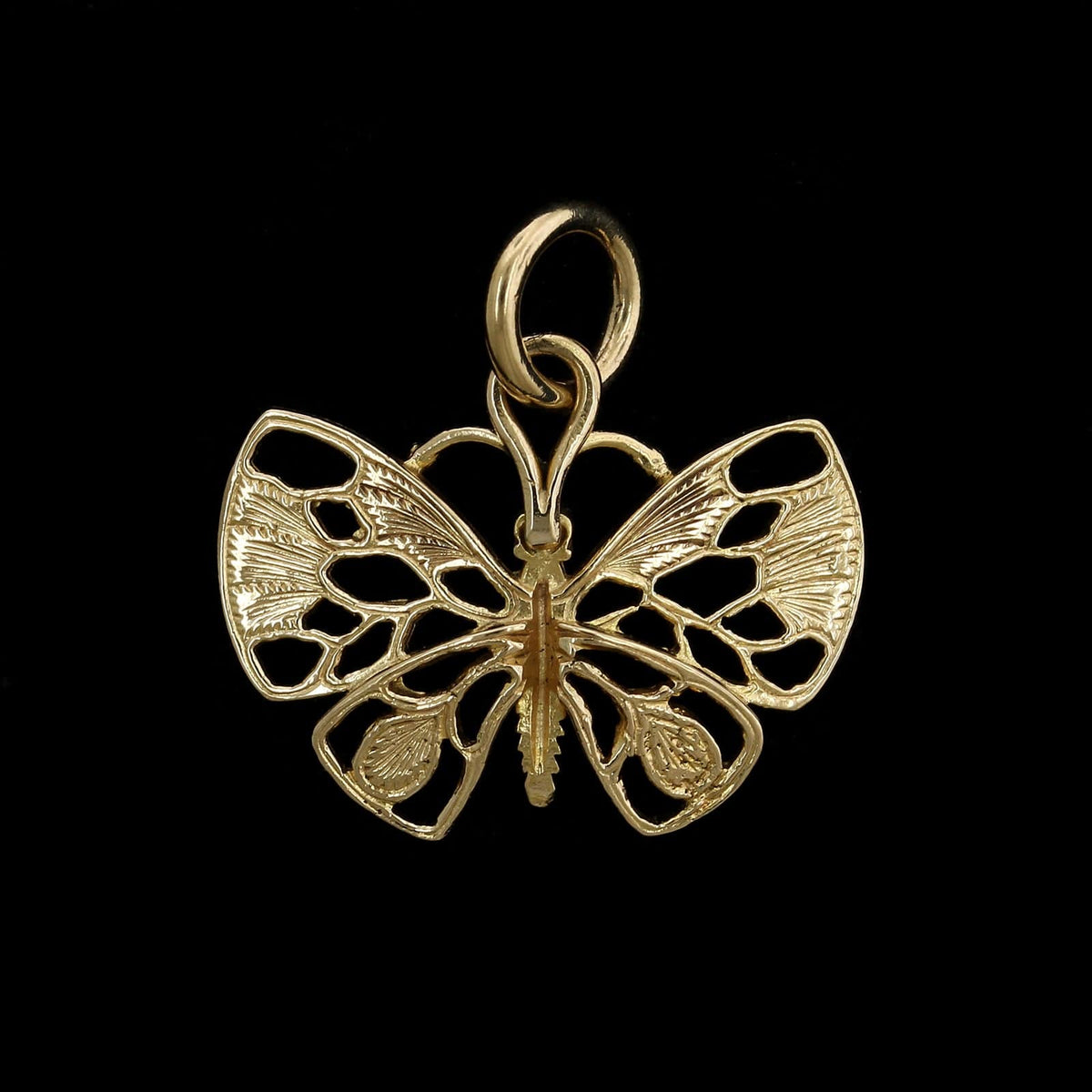 14K Yellow Gold Estate Enamel Butterfly Charm