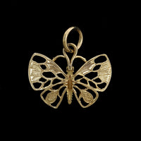 14K Yellow Gold Estate Enamel Butterfly Charm